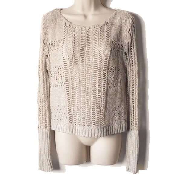 Free People Tops - Free People Pastel Confetti Cotton Linen Crochet Box Sweater S
